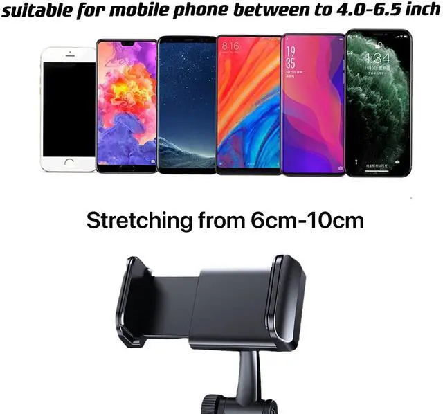 Alt view image 5 of 6 - Rear View Mirror Phone Holder Mount, Car Phone Bracket/Stand with 270° Swivel and Adjustable Clips, Universal Smartphone Cradle, Black