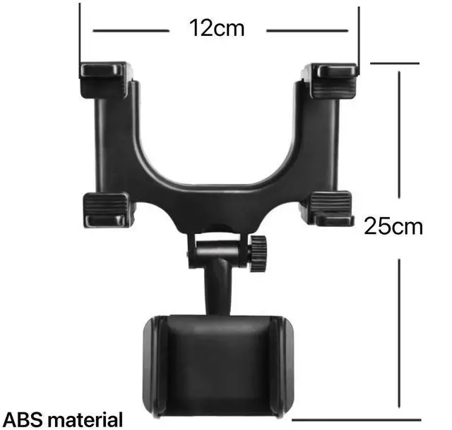Alt view image 6 of 6 - Rear View Mirror Phone Holder Mount, Car Phone Bracket/Stand with 270° Swivel and Adjustable Clips, Universal Smartphone Cradle, Black