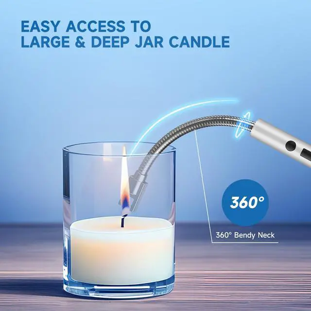 Alt view image 3 of 7 - 2 Pack Electric Candle Lighter Flameless Arc Windproof Flexible Long Neck USB Rechargeable Lighter for BBQ Grill Fireworks Camping.(Silver)