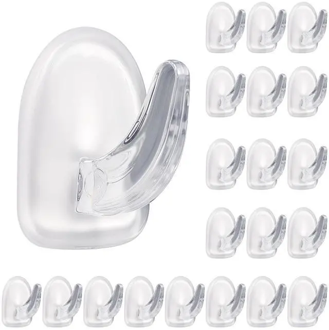 Main image of 20 PCS Clear Adhesive Hooks for Hanging, Plastic Small Acrylic Sticky Wall Hooks with Non Marking Sticker for Home Kitchen Bathroom Bedroom Office
