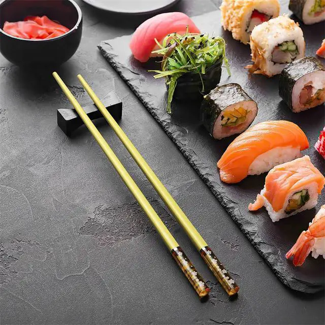 Alt view image 6 of 7 - Fiberglass Chopsticks Reusable, 5 Pairs Dishwasher Safe Non-Slip Chopstick Set, Japanese Cherry Blossom Design, 9.56" Lightweight for Sushi Ramen Hot Pot