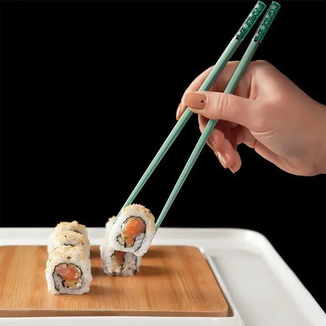 Alt view image 7 of 7 - Fiberglass Chopsticks Reusable, 5 Pairs Dishwasher Safe Non-Slip Chopstick Set, Japanese Cherry Blossom Design, 9.56" Lightweight for Sushi Ramen Hot Pot