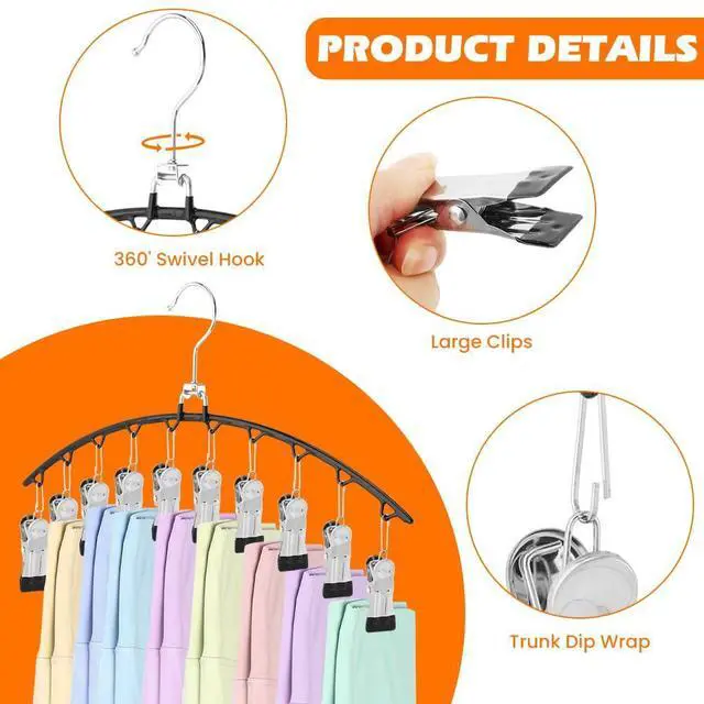 Alt view image 4 of 7 - 2 Pack Legging Organizer & Bra Hanger, Space Saving Underwear and Pants Storage Hangers max Holding 30 Clothes, Multipurpose Hangers for Shorts,Hats(Color:Black+Silver)