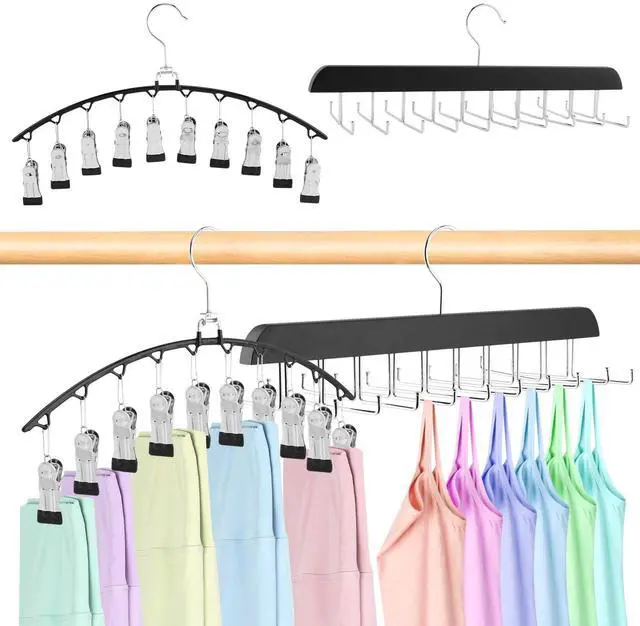 Alt view image 2 of 7 - 2 Pack Legging Organizer & Bra Hanger, Space Saving Underwear and Pants Storage Hangers max Holding 30 Clothes, Multipurpose Hangers for Shorts,Hats(Color:Black+Silver)