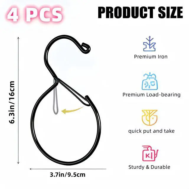 Alt view image 2 of 6 - Metal Belt Hanger with Safety Buckle for Closet, Black, 4 Pcs | Compact Belt Rack, Easy to Hang, Fits for Belts, Ties, Jeans, Scarves, Hats, Purses, Jewelries, Cords, Carabiners