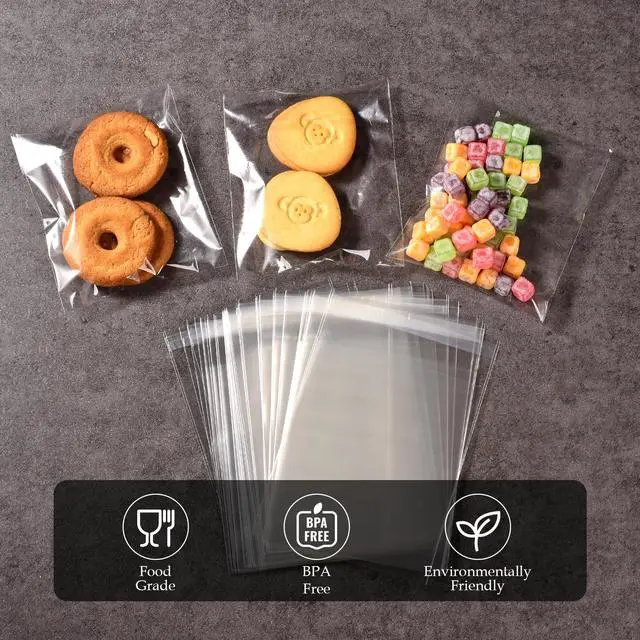 Alt view image 3 of 6 - 300 PCS 4x6 Inches Clear Self Sealing Cellophane Bags, Resealable Cookie Bags, Candy and Products