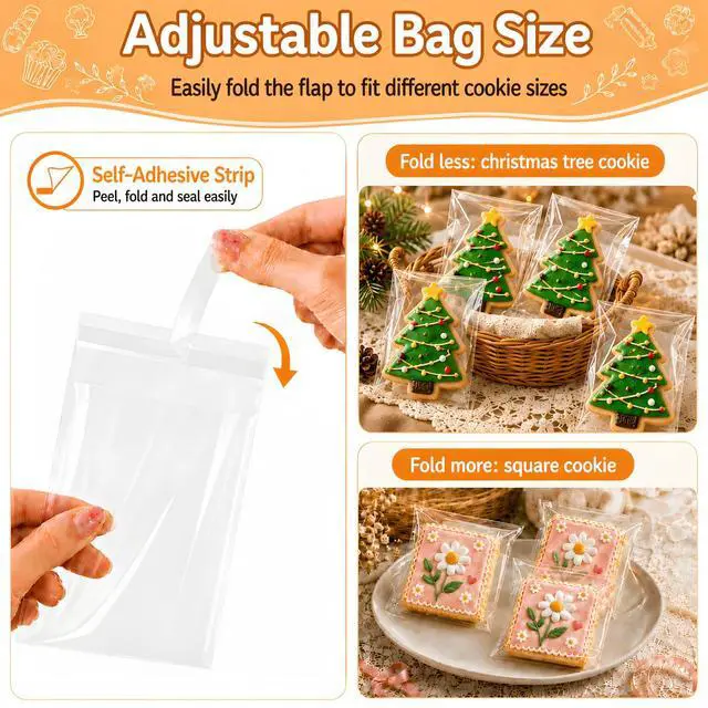 Alt view image 3 of 7 - 4x6 in Small Clear Cellophane Treat Bags, Self-Sealing, 100 Pcs