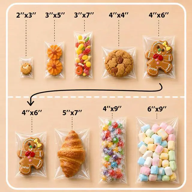 Alt view image 5 of 7 - 4x6 in Small Clear Cellophane Treat Bags, Self-Sealing, 100 Pcs