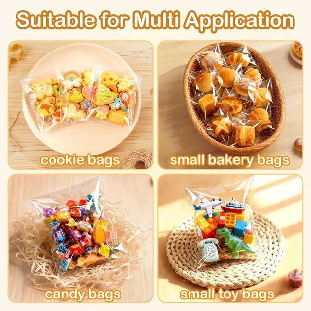 Alt view image 7 of 7 - 4x6 in Small Clear Cellophane Treat Bags, Self-Sealing, 100 Pcs
