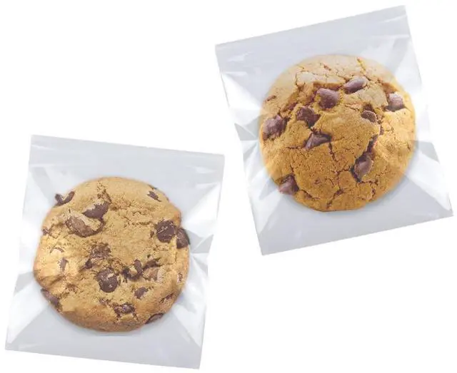 Main image of Cookie Bags Cellophane Clear Individual Treat for Cookies, 5x6 Inch Gift Giving Packaging, 100PCS Plastic Self Adhesive Wrappers Candy Bag