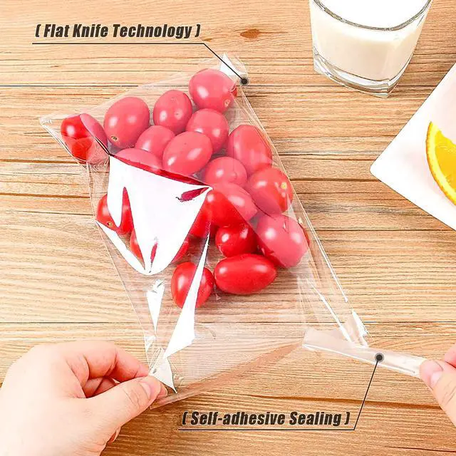 Alt view image 2 of 6 - Cookie Bags Cellophane Clear Individual Treat for Cookies, 5x6 Inch Gift Giving Packaging, 100PCS Plastic Self Adhesive Wrappers Candy Bag