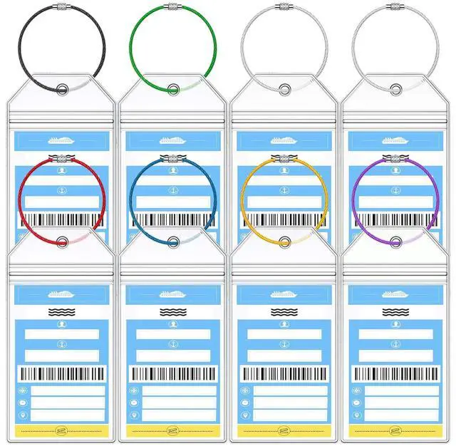 Main image of NCL Cruise Luggage Tag Holders, Zip Seal Clear Cruise Ships Luggage Tags Holder with Steel Loops Fit for Norwegian NCL Cruise Line Ship & Itineraries Tags in 2024 & 2025 (8 Pcs with 7 Colors Ring)