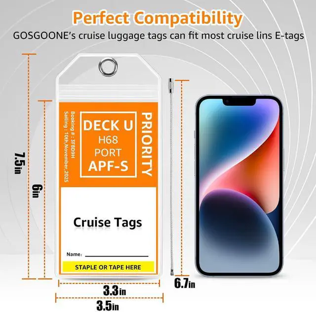 Alt view image 3 of 7 - 6 Pack Cruise Luggage Tag Holders, Clear Plastic Cruise Ship Essentials