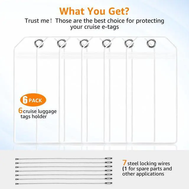 Alt view image 6 of 7 - 6 Pack Cruise Luggage Tag Holders, Clear Plastic Cruise Ship Essentials