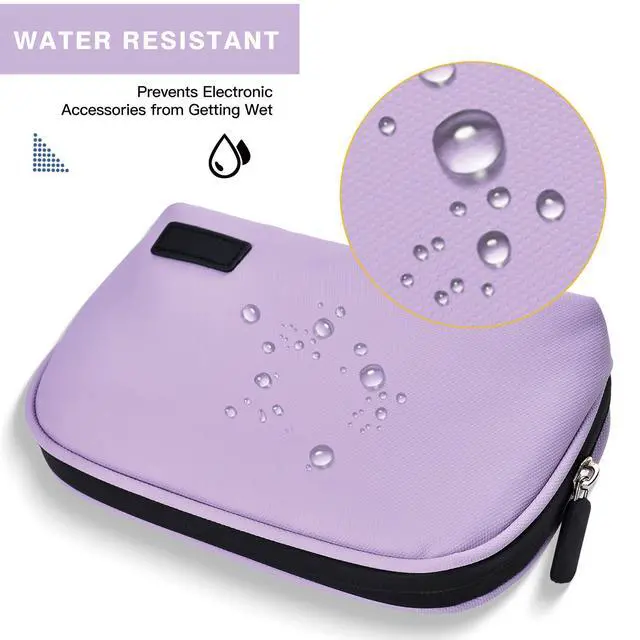 Alt view image 2 of 7 - Electronics Organizer Travel Case, Waterproof Cable Organizer Bag, Tech Pouch Accessories Carry Case, Travel Essentials for Cord, Cable, Charger, Phone, Power Bank, SD Card, Earphone, Purple