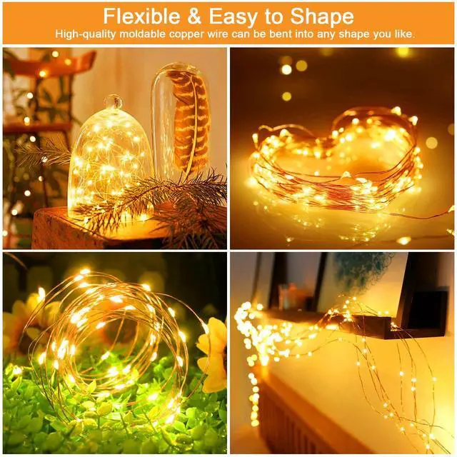 Alt view image 2 of 7 - Solar Fairy Lights Outdoor Waterproof,16.4ft 50LED Solar String Lights for Outside 8 Modes 2 Packs for Christmas Halloween Holiday Patio Backyard Garden Decorations Warm White