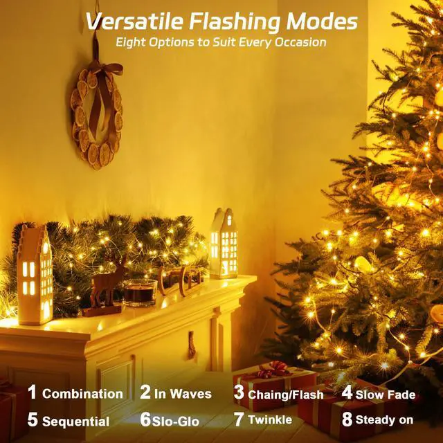 Alt view image 4 of 7 - Solar Fairy Lights Outdoor Waterproof,16.4ft 50LED Solar String Lights for Outside 8 Modes 2 Packs for Christmas Halloween Holiday Patio Backyard Garden Decorations Warm White