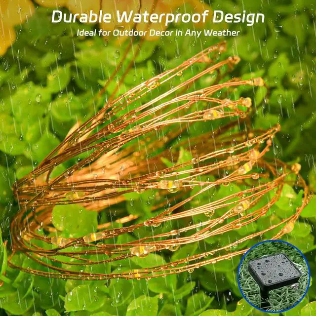 Alt view image 5 of 7 - Solar Fairy Lights Outdoor Waterproof,16.4ft 50LED Solar String Lights for Outside 8 Modes 2 Packs for Christmas Halloween Holiday Patio Backyard Garden Decorations Warm White