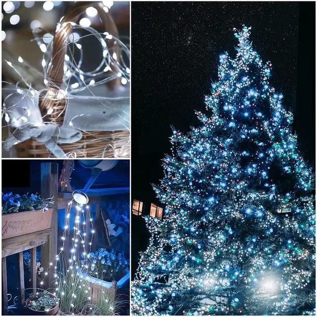 Alt view image 6 of 7 - Solar Fairy String Lights for Outside, Outdoor Waterproof, Cool White 2Pack Total 200LED 66Ft 8 Modes Mini Mini Small Solar Powered Lights for Christmas, Garden, Patio, Fence, Balcony
