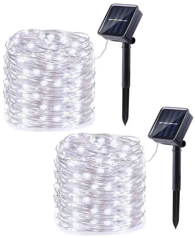 Main image of Solar Fairy Lights Outdoor, 2 Pack Total 66ft 200 LED,White