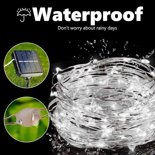 Alt view image 3 of 7 - Solar Fairy Lights Outdoor, 2 Pack Total 66ft 200 LED,White