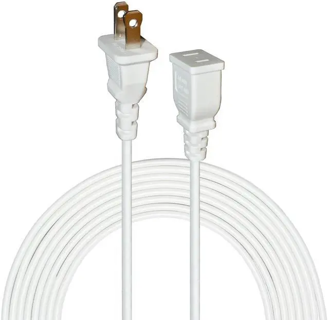 Main image of 15FT White Thin Extension Cord 2 Prong Extension Cord for Indoor Use Outdoor Use with Single Outlet - Ideal for Holiday Lights, Lamps, Cameras, Appliance (1 Pack)