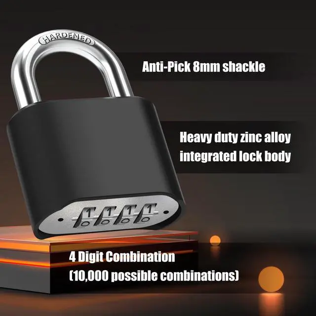 Alt view image 3 of 7 - Combination Padlock, 52MM Outdoor Padlock, High Security Weatherproof