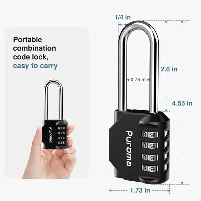 Alt view image 2 of 7 - 2 Pack Combination Lock 4 Digit 2.6 Inch Padlock Gate Shed Black