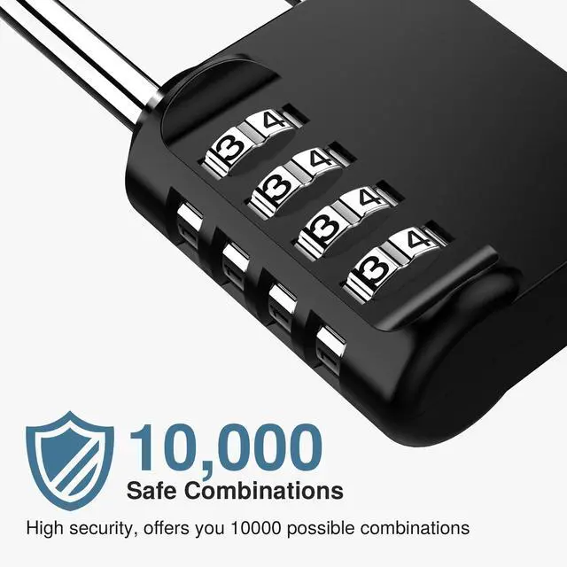 Alt view image 5 of 7 - 2 Pack Combination Lock 4 Digit 2.6 Inch Padlock Gate Shed Black