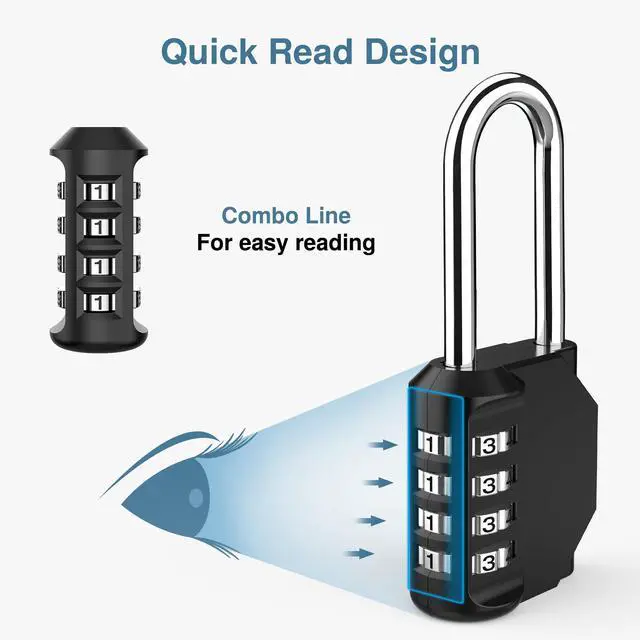 Alt view image 4 of 7 - 2 Pack Combination Lock 4 Digit 2.6 Inch Padlock Gate Shed Black
