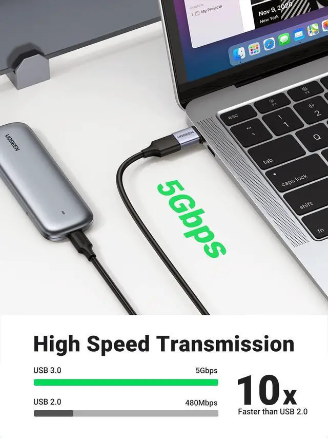 Alt view image 2 of 7 - USB-C Adapter (2 Pack), USB-C Male to USB 3.0 Female Adapter for MacBook Pro, iPhone 15 Plus, iPad Pro and More Type-C or Thunderbolt 3 Devices