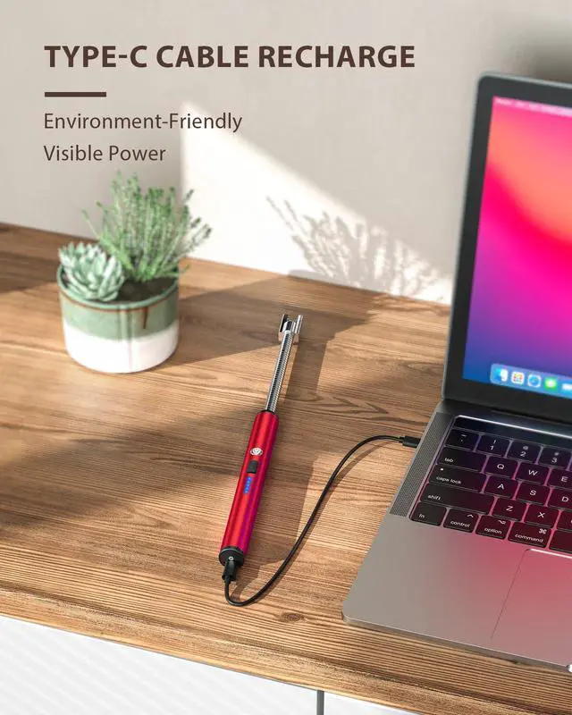 Alt view image 4 of 7 - Electric Candle Lighter, Windproof Rechargeable Long Lighters, Red