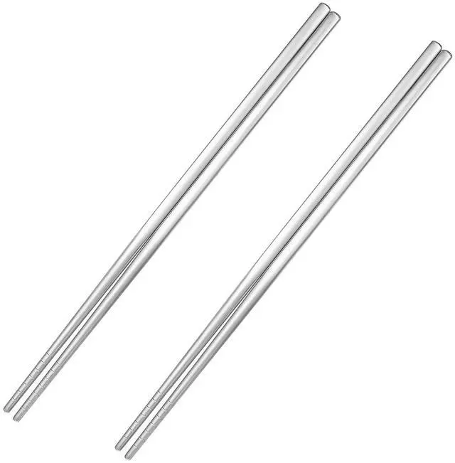 Main image of 2 Pairs Titanium Chopsticks, Pure Titanium Metal Chopsticks, Ultralight and Reusable Chopstick, Durable Dishwasher Safe Eco-Friendly, for Camping Home Travel, Silver, 9 inch