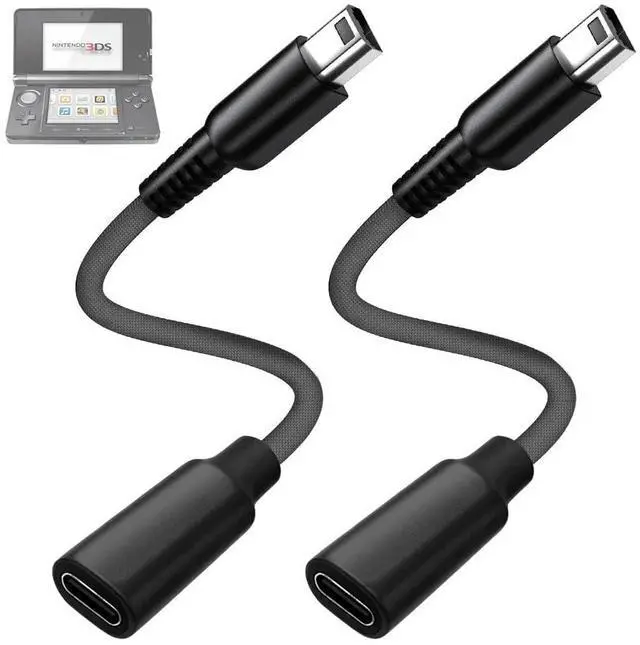Main image of 2 Pack USB-C Charger Braided Cable Adapter for 3DS/3DS XL/3DS LL/2DS/DSi/DSi XL/2DS XL/New 2DS LL, Portable Type-C Charging Cable Plug Charger Converter Accessory