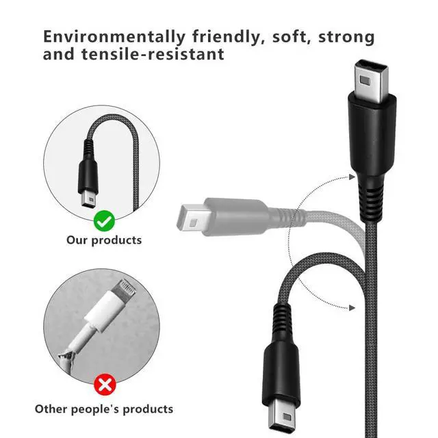 Alt view image 5 of 7 - 2 Pack USB-C Charger Braided Cable Adapter for 3DS/3DS XL/3DS LL/2DS/DSi/DSi XL/2DS XL/New 2DS LL, Portable Type-C Charging Cable Plug Charger Converter Accessory