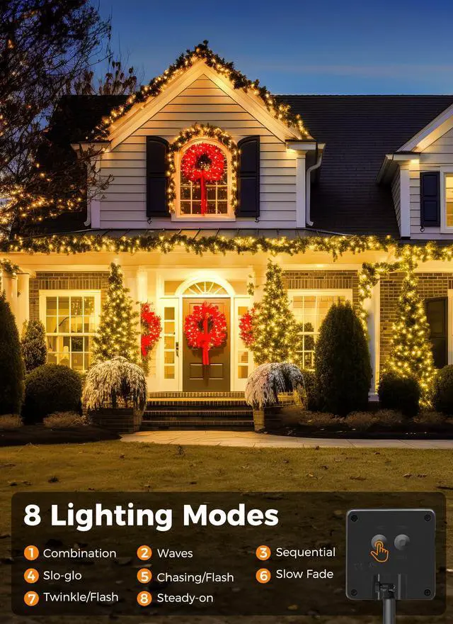 Alt view image 3 of 7 - Solar String Lights Outdoor Waterproof, 40 FT 100 LED Outdoor Light