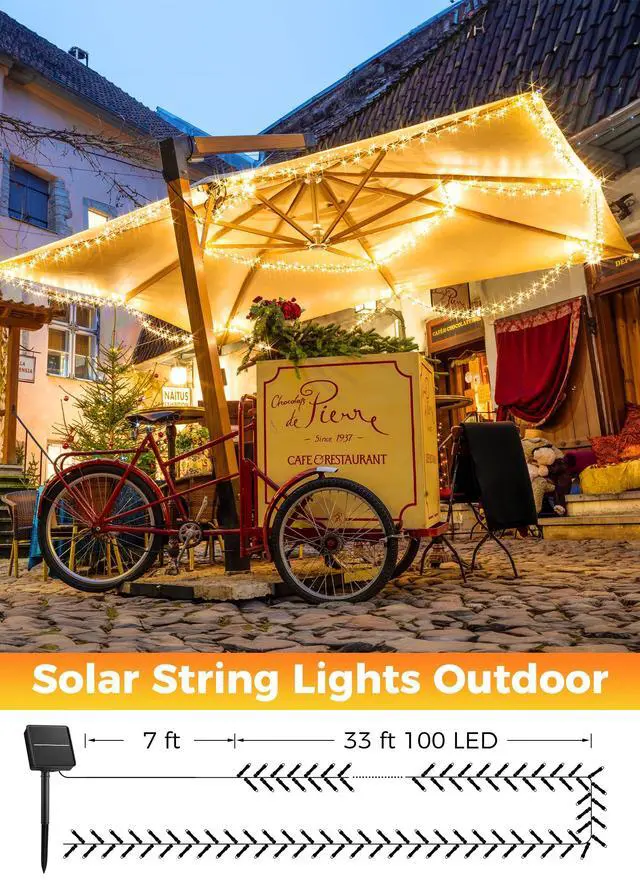 Alt view image 5 of 7 - Solar String Lights Outdoor Waterproof, 40 FT 100 LED Outdoor Light