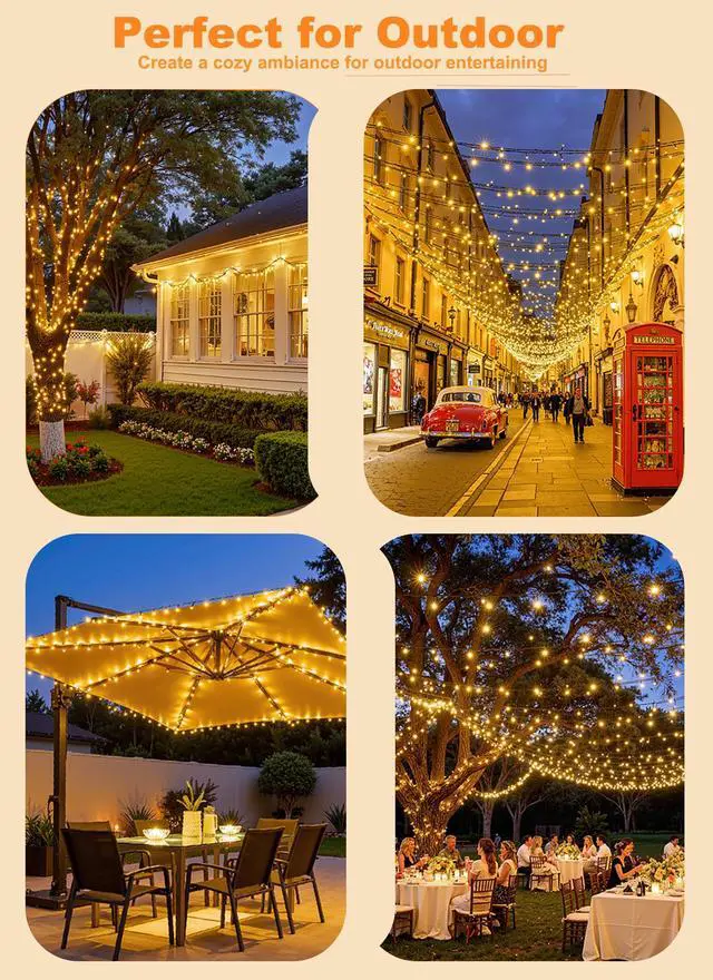 Alt view image 6 of 7 - Solar String Lights Outdoor Waterproof, 40 FT 100 LED Outdoor Light