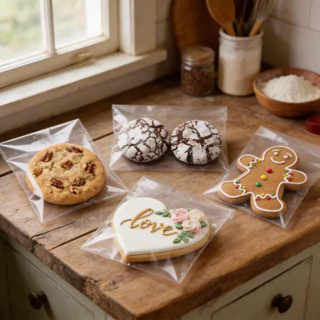 Alt view image 7 of 7 - 200 CT 4x6 Clear Cookie Bags for Packaging, Self Adhesive Snack Bags