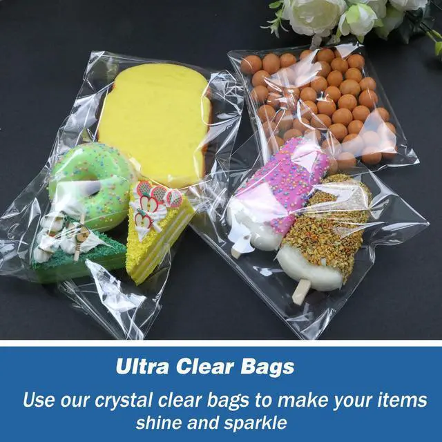 Alt view image 5 of 7 - 200 pcs Clear 6x6 inch Resealable Cello Cellophane Treat Bags Self Adhesive Cookie Candy Bags Opp Self Sealing Plastic Gift Bags Party Favor Bags 1.4 Mil for Bakery Crafts Candles