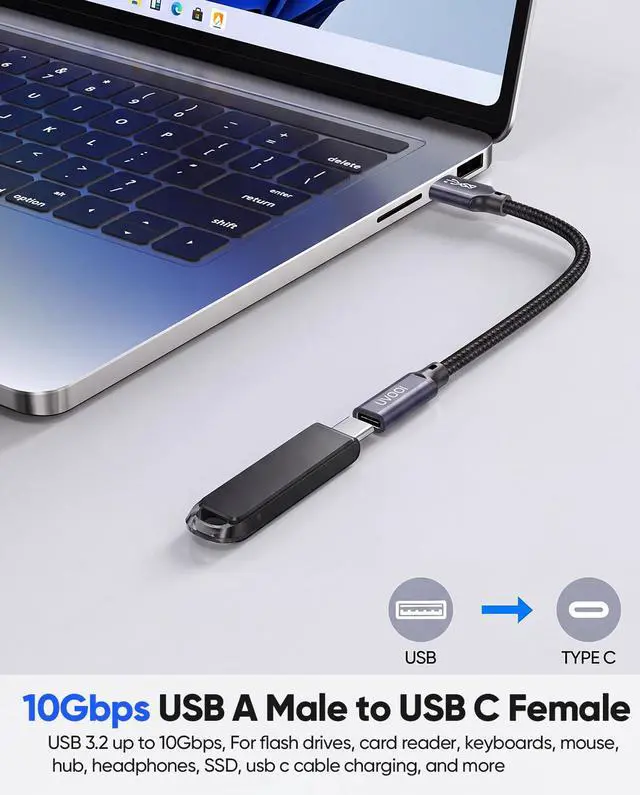 Alt view image 2 of 7 - USB C Female to USB A Male Adapter 10Gbps Data Transfer Cable 60W&3A