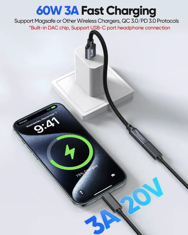 Alt view image 3 of 7 - USB C Female to USB A Male Adapter 10Gbps Data Transfer Cable 60W&3A