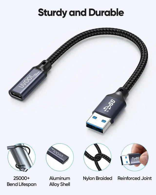 Alt view image 7 of 7 - USB C Female to USB A Male Adapter 10Gbps Data Transfer Cable 60W&3A