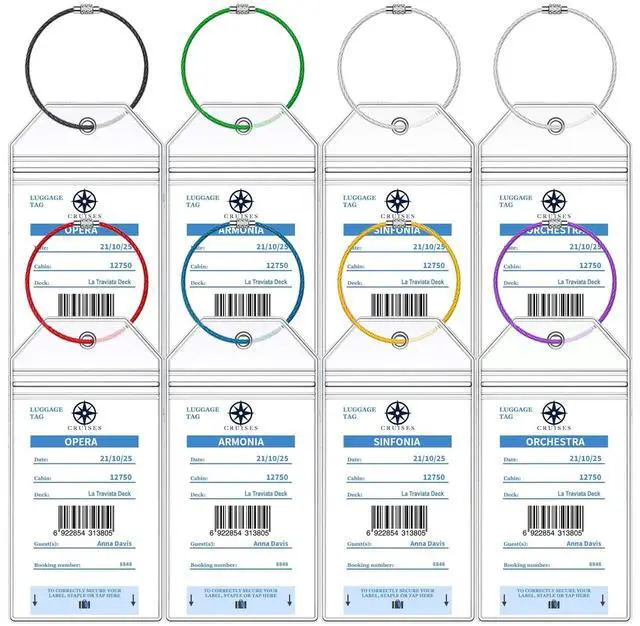 Main image of MSC Cruise Luggage Tag Holders, Waterpoof MSC Cruise Luggage Tag Holder Fits for MSC & Carnival Cruise Line Ship Tags, Cruise Essentials Must Haves 2025-2026 (8 Pcs with 7 Colors)