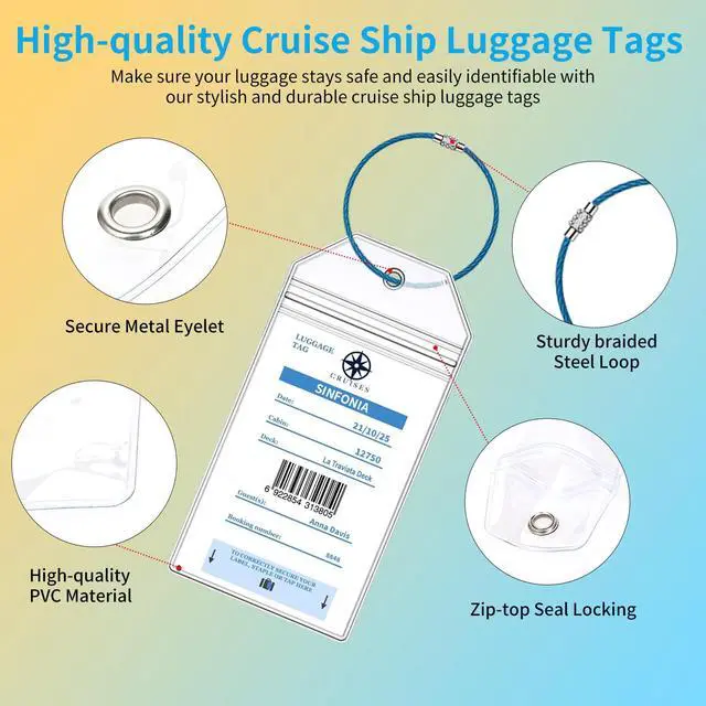Alt view image 3 of 6 - MSC Cruise Luggage Tag Holders, Waterpoof MSC Cruise Luggage Tag Holder Fits for MSC & Carnival Cruise Line Ship Tags, Cruise Essentials Must Haves 2025-2026 (8 Pcs with 7 Colors)