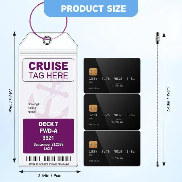 Alt view image 2 of 7 - Luggage Tags for Cruise Ships 8 Pack Clear Bag Tags for Luggage Waterproof Sturdy Cruise Essentials Must Haves for NCL, Princess, Carnival (8 Pack - Steel Rings)
