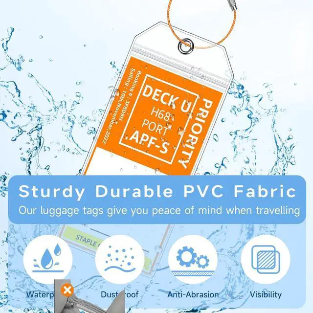 Alt view image 3 of 7 - Luggage Tags for Cruise Ships 8 Pack Clear Bag Tags for Luggage Waterproof Sturdy Cruise Essentials Must Haves for NCL, Princess, Carnival (8 Pack - Steel Rings)