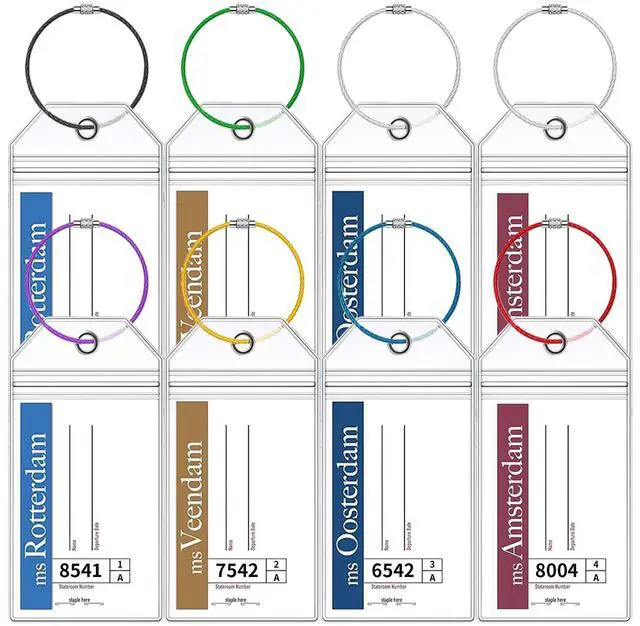 Main image of 8 Pack Holland America Luggage Tag Holders, Zip Seal Clear Cruise Carnival Luggage Tag Holder with Steel Loops Fits All for Holland America & Carnival Cruise Essentials Must Haves (8)