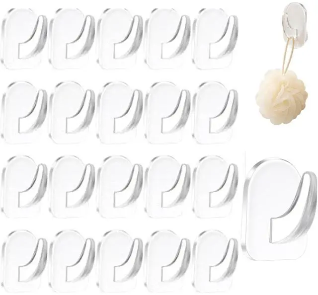 Main image of 20 Pack Invisible Adhesive Hooks Heavy Duty Clear Wall Hangers, Damage-Free Removable Hooks for Bathroom, Kitchen Home Organization