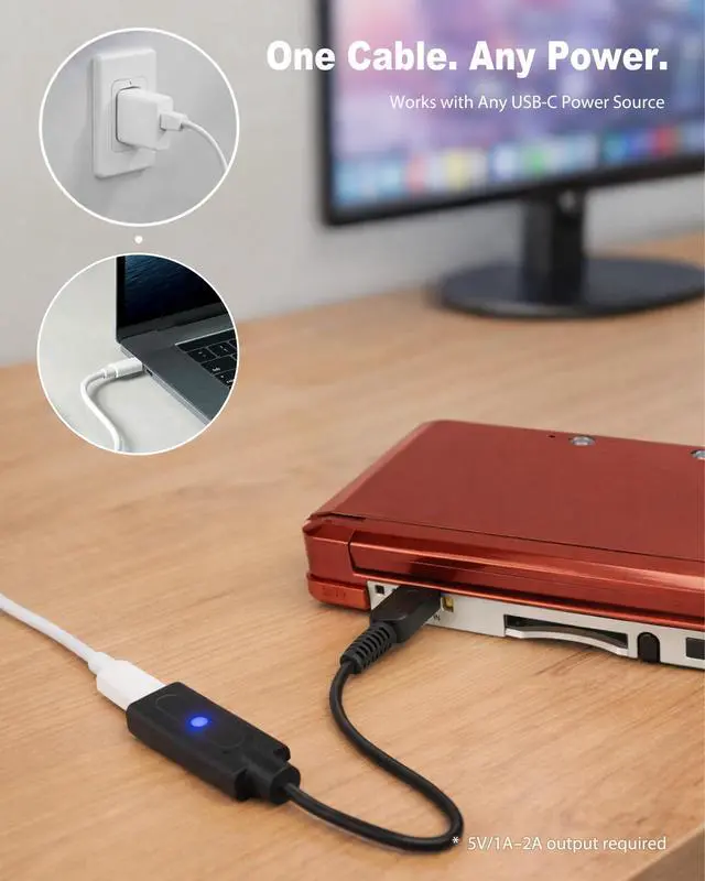 Alt view image 3 of 7 - USB-C to 3DS Charger Cable for Nintendo 3DS / 2DS / DSi USB-C Female Input Supports 5V PD & Standard USB-C Chargers